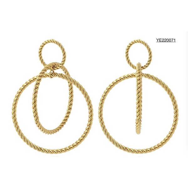 Buy 5cm Stainless Steel Gold Earrings American Style Multiple Circles Earrings at wholesale prices
