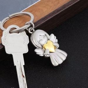 Cute Girls Child Angel Lucky Safety Alloy Fashion Carabiner Keychain Kids