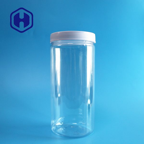 Clear Noodle Pasta 1080ml Plastic PET Straight Sided Jar With Screw Lid