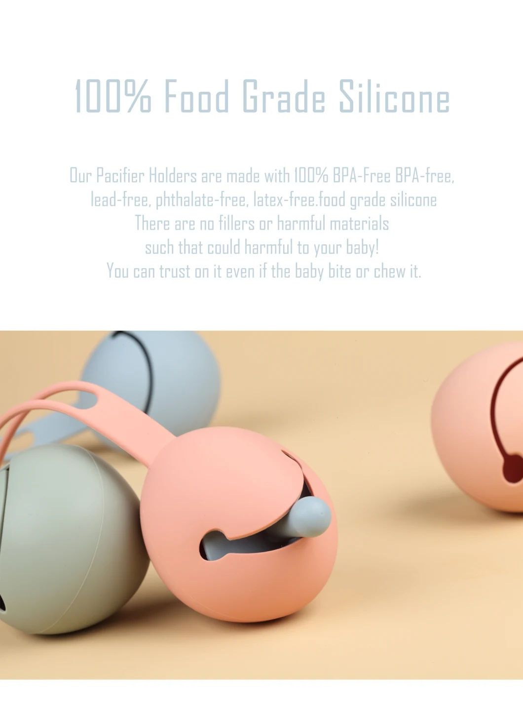Smiley-Faced 100% Food Grade Silicone Dummy Case with Strap