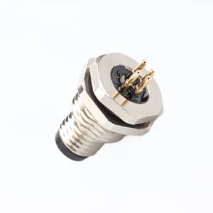 Circular Connector Board End Series M8 4Pin Panel Socket Connector Panel Flange