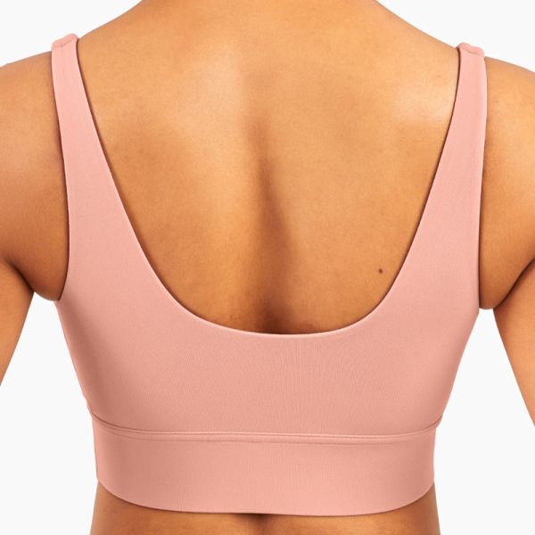 Nylon Spandex Deep V Neck Sports Bra Gathered Skin Friendly