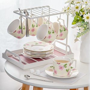 Ceramic Porcelain Mug For Business Gifts Vintage European Coffee Tea Cup And