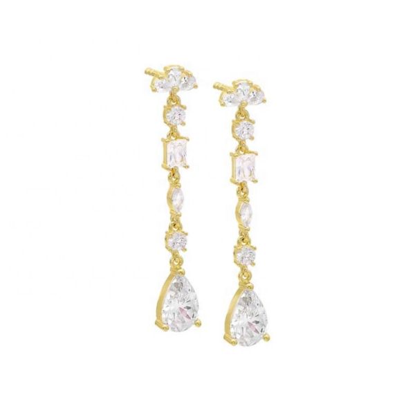 Religious Inspiration S925 Sterling Silver Gemstone Drop Earrings in 18K Gold Plating
