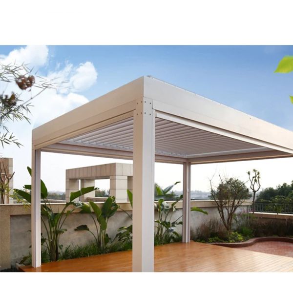 Outdoor Aluminum Louvered Pergola 10'×10' Aluminum Deck Gazebo With Adjustable