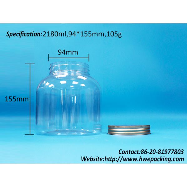 Eco-Friendly transparent Plastic PET Round Candy Daily Food Jars Aluminum Screw Lids