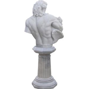 Man bust statue with lion marble sculptures,China stone carving Sculpture