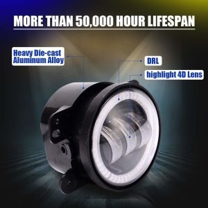 4" Jeep Fog Lights DRL RGB Halo Ring Fog lights Assembly with Bluetooth Function