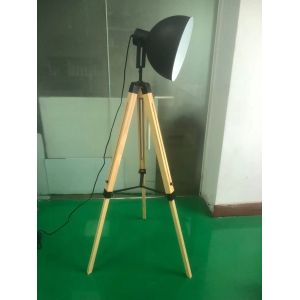 E26 E27 E12 E14 Socket Trio Wooden Floor Lamp With Drum Lampshade