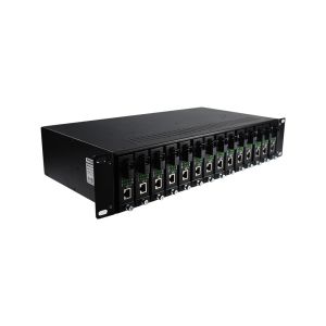 100M 1000M 19'' 1310nm AC100V Media Converter Rack 14 Slots
