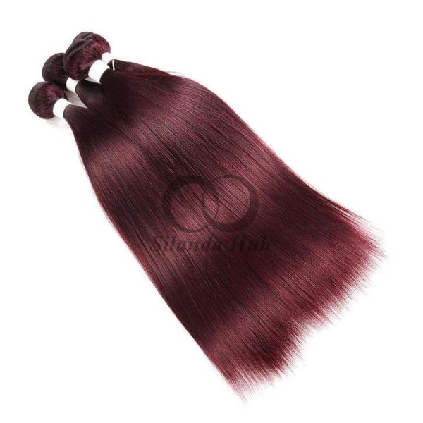 #99J Dark Wine Straight Remy Human Hair Bundles Sew In Weave Bundles Brazilian Bundle Deals