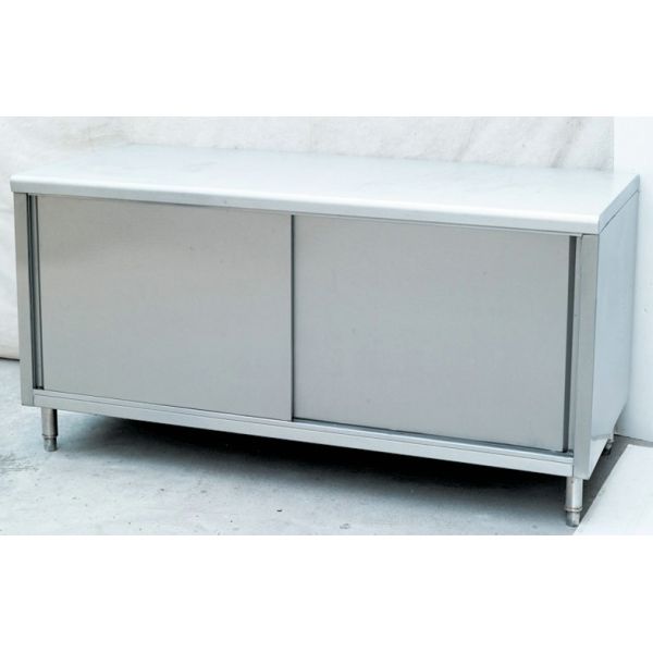 Buy Enclosed Restaurant Stainless Steel Work Table With Slided Door , 1600x600x800mm at wholesale prices