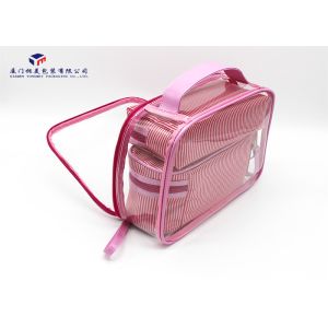 China Super Clear Soft PVC Bags Pink PU Handle Custom Lady Handbag Fashion Women Bag on sale