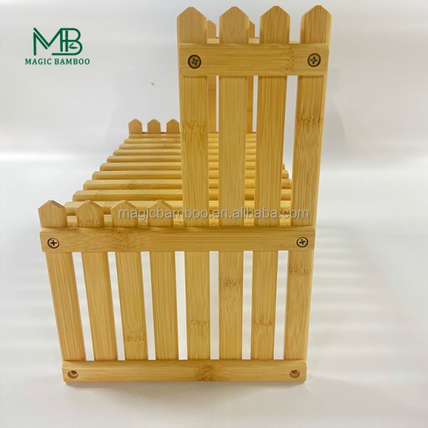 Storage Holder Container Bamboo Tabletop Plant Stand Natural 2-Layer for Small Plants