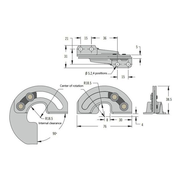 R6 Hidden Galvanized Iron Heavy Duty Torque Hinge Sliding Door