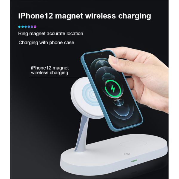 3W Earphone Charging 5-in-1 Magnetic Wireless Charger with USB Output CE/FCC/RoHS Approved