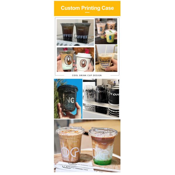 Custom Printed Bio 100% Compostable PLA Transparent Cup Disposable Smoothie Beverage Ice Coffee Cold Drink To Go Plastic Cup