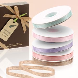 1cm Small Fragrant Printed Polyester Ribbon Customized Logo Flower Packaging