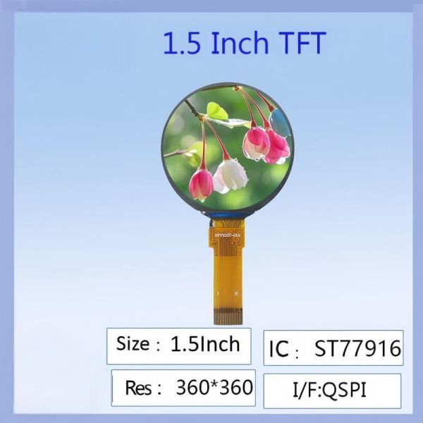China 1.5 Inch TFT Round Display - 360x360 Resolution, ST77916 Driver | IPS Colorful Circular LCD Screen for Smart Devices on sale China 1.5 Inch TFT Round Display - 360x360 Resolution, ST77916 Driver | IPS Colorful Circular LCD Screen for Smart Devices on sale