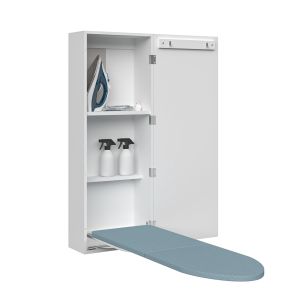 MDF Wood Wall Mounted Ironing Board Cabinet with Mirror