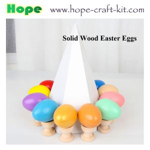 Assorted colors Solid Wooden Easter eggs for kids children DIY Graffiti painging