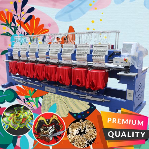 Buy Best dahao cheapest holiauma 8 head embroidery machine china best industrial embroidery machine for cap t-shirt flat 3d at wholesale prices