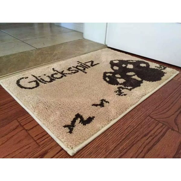 Bricks pattern plain color shaggy bath room mat