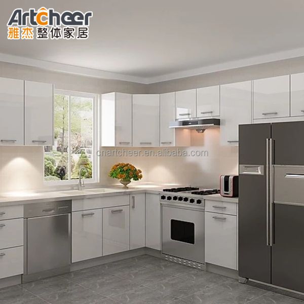 Counter Top Furniture Wooden Kitchen Cabinet with PVC Finish and Toe Kick