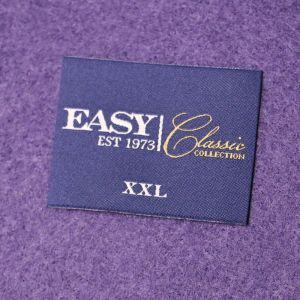 Customized Woven Apparel Labels Straight Cut Satin Damask , Testex
