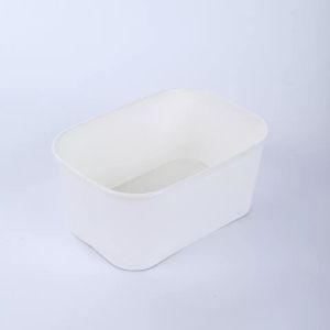 Salad Take Away Rectangle Paper Bowl Disposable With Lid
