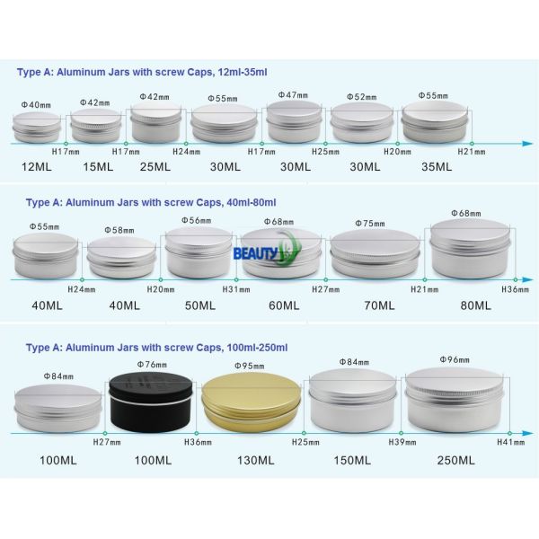 Original Aluminum color 250ml Cosmetic Packaging Face Body Care Cream Empty Aluminum Container Jars