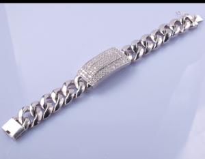 Quality 96.25 Grams 925 Silver CZ Bracelet 19cm Matching Magnetic Bracelets For Couples for sale