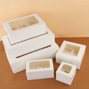 Custom Window Cupcake Box Kraft White Cardboard with Tray
