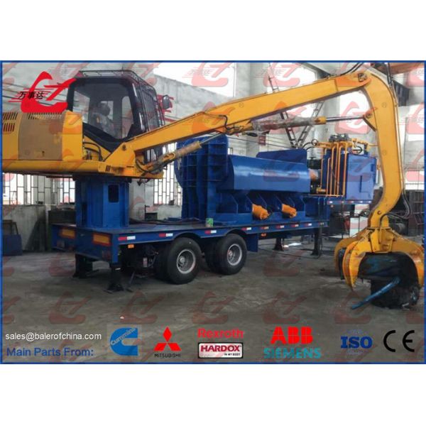 Buy Mobile Metal Baler Logger Hydraulic Scrap Steel Baling Press With Trailer Remote Control at wholesale prices