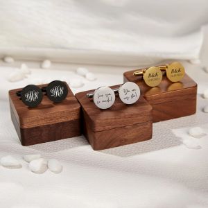 Initials Engraved Wedding Present Engraved Cufflinks For Groomsmen