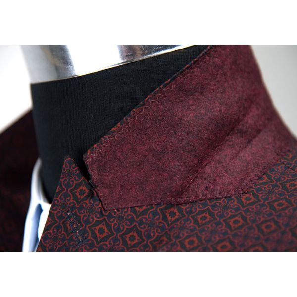 Printed Suits Breathable Tuxedo Bridegroom Red All Cotton For Mens