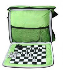 Green Chess Printing Insulated Cooler Lunch Bag Lunch Handbag