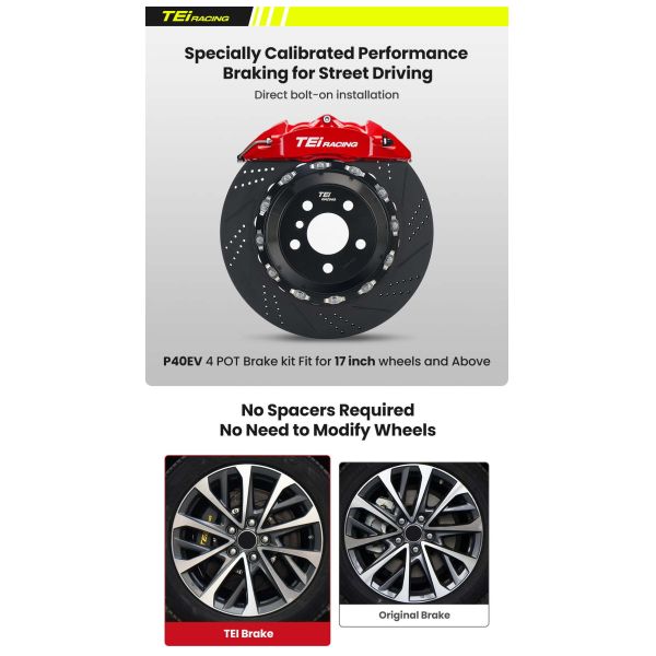 TEI P40EV Brake Caplier 4 Piston BBK Big Brake Kit for for Honda Civic EK3 EK4 EK9 ES1 EM2 EP3 FB2 FB4 FC1 FK7 FK8 FL1