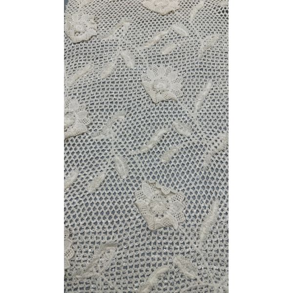 Buy 100% Cotton Eco-Friendly Crochet Embroidered Lace Fabric With Floral Pattern at wholesale prices