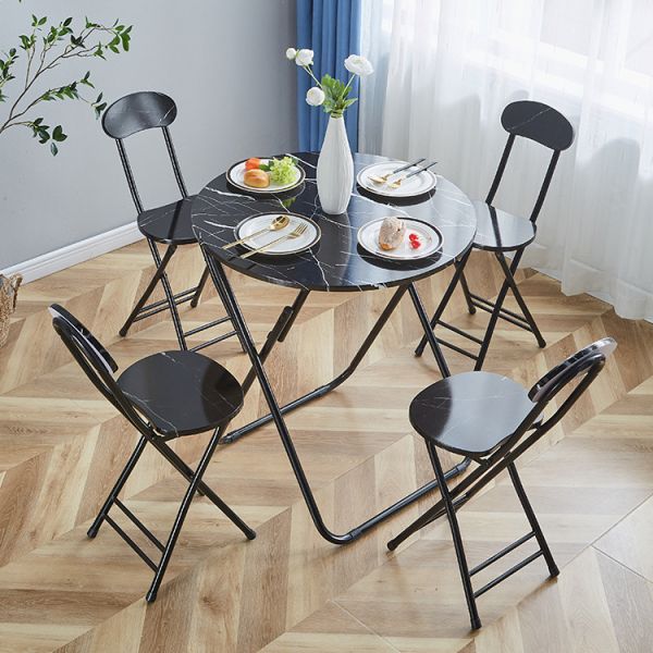 Outdoor Camping Bistro Cafe Balcony Garden Patio Metal Wooden Round Portable Folding Table for Party