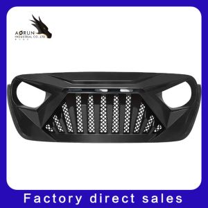 China Car Grille For 2018-2022 Jeep Wrangler JL ABS Shark Grill Front Bumper Grille Glossy Black US Has Stocks on sale