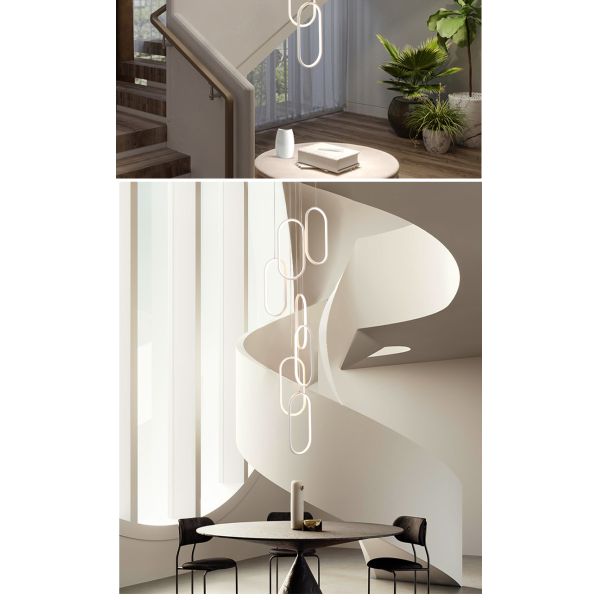 Oval Pendant Light Modern Minimalist Duplex Hall Nordic Living Room Lamp Villa Spiral Staircase Chandelier(WH-NC-75)