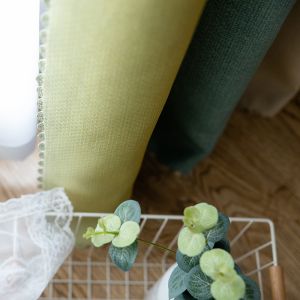 Linen Embroidered Sheer Panel Curtains 100% Polyester Blackout