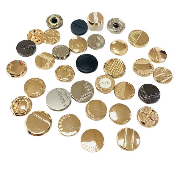 Wholesale High Quality Custom brand engrave logo Zinc Alloy Button Metal For Jeans
