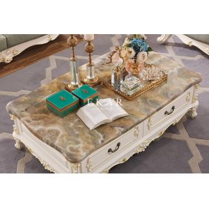Marble Top Storage Living Room Wooden Coffee Table