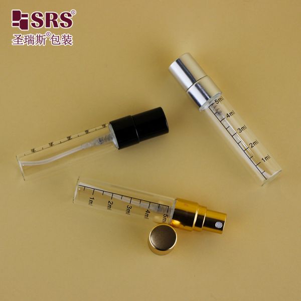 BLPA-5ML Transparent Tube Glass Bottle With Fine Mist Spray Pump For Perfume Packaging Small Quantity Available