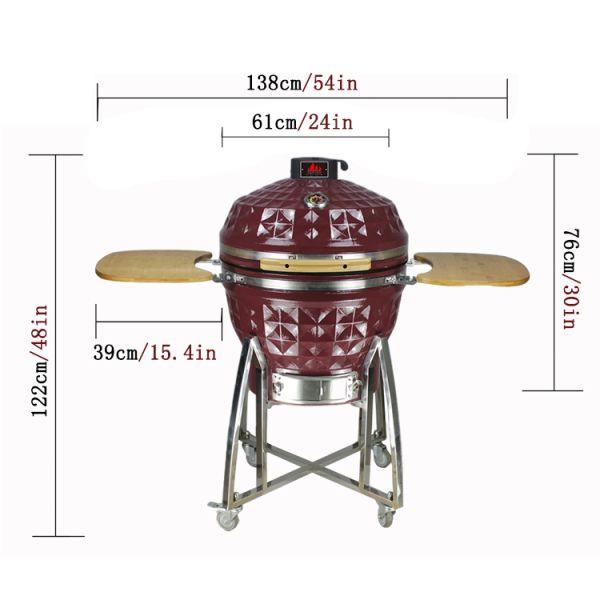 KIMSTONE Hot Sale Komodo Diamond 24 Inch Parrilla Para Barbacoas Outdoor Bbq Ceramic burner Pizza Oven Kamado Charcoal Bbq Grill