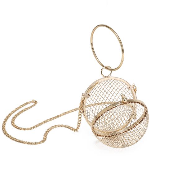 Ball Shape Clutch Purse Party Handbag Rhinestone Ring Handle ODM OEM