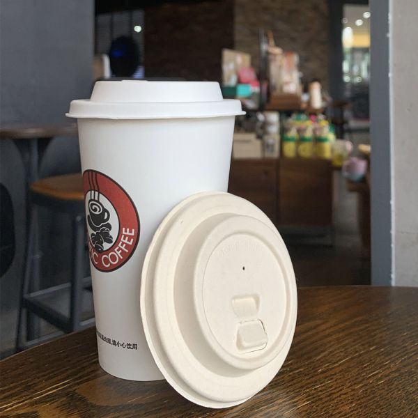 80mm Eco-friendly Cup Lids Sugarcane Bagasse Pulp 100% biodegradable