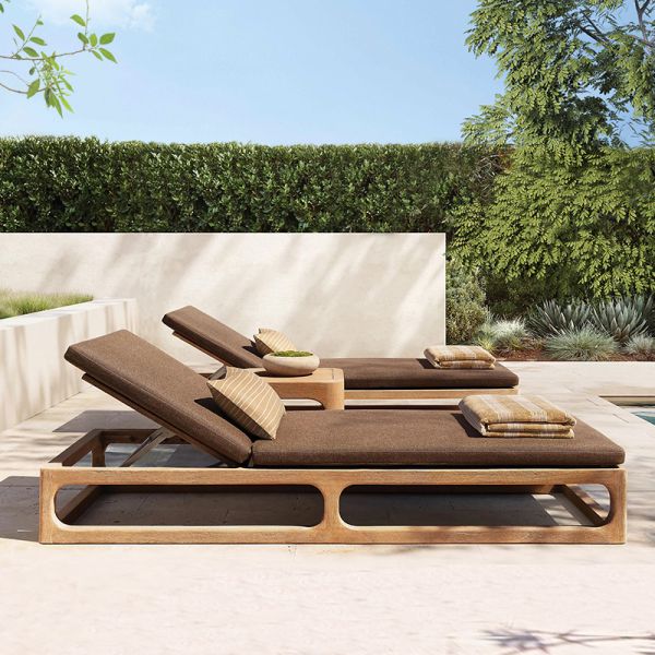 Customized Luxury Pool Teak Wood Lounge Chair With 5 Gears Backrest Adjustment Lesiure Bed